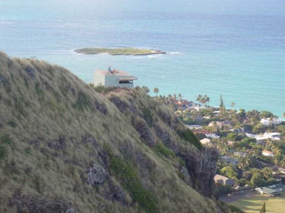 one of the platforms and Flat Island in the background