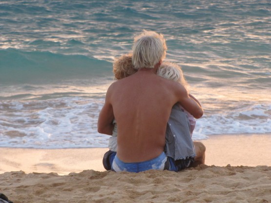 watching the sunset at Big Beach in Wailea