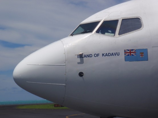 Our Boeing 737 wore the name of our destination, the island of Kadavu