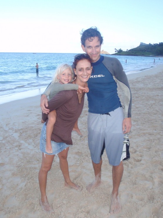 Simone and Christian with Sienna at Kailua Beach