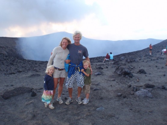 right at the crater rim, toxic vapour rising, waiting for the next explosion