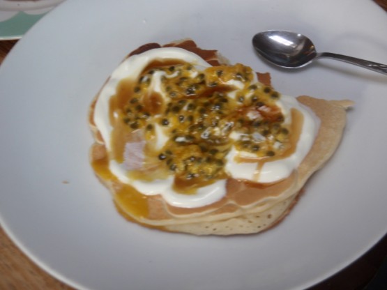 best pancakes with joghurt, passionfruit and honey...